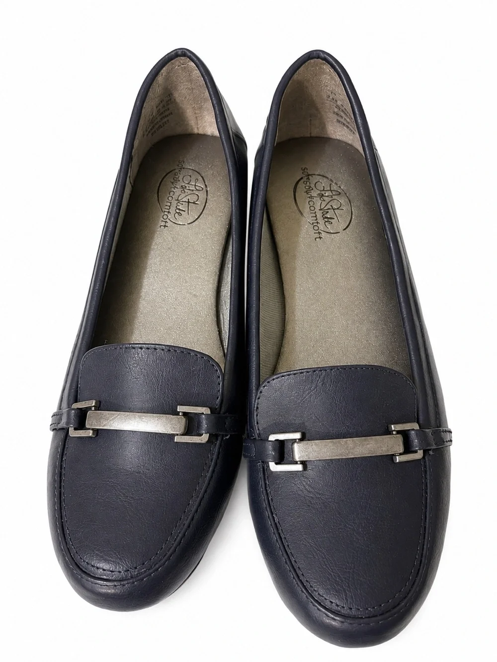 LifeStride Remedy Loafers Navy 8.5M Comfort Slip On Work Shoes
